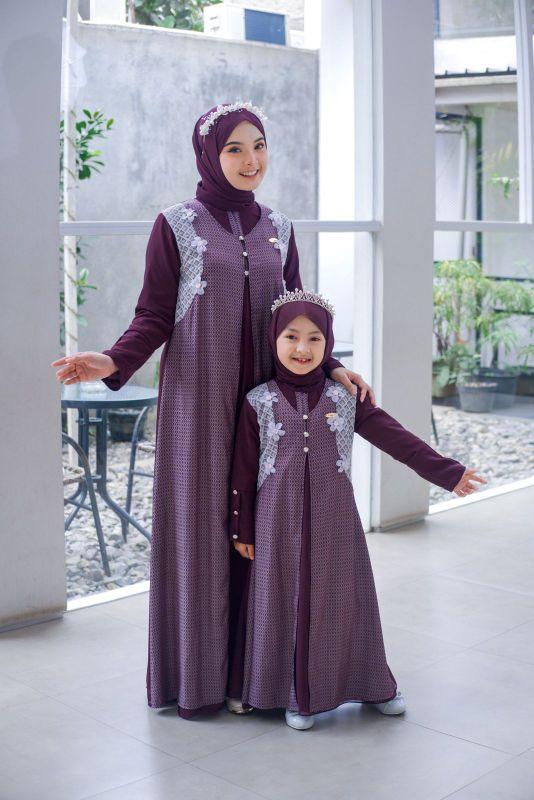 Gamis couple mom&kids / aisha couple set khimar gamis couple terbaru elegan dan kekinian