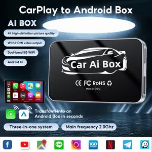 Penyesuai Carplay Ai Kotak Tanpa Wayar, Carplay, Android 13, Memori 4 + 64G / 6 + 64G, Kotak CarPlayAi, Serasi dengan Kereta Asal, Kotak Carplay Berwayar Disokong