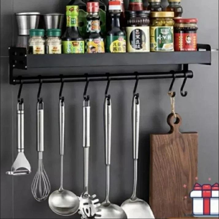 Rak dapur Rak bumbu gantung Rak penyimpanan bumbu Rak bumbu tempel dinding Ambalan Besi 0