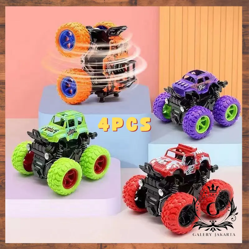 GaleryJak 4PCS Mainan Anak Mobil Jeep Monster Off Road 4 Drive Inertial Monster 360 Derajat