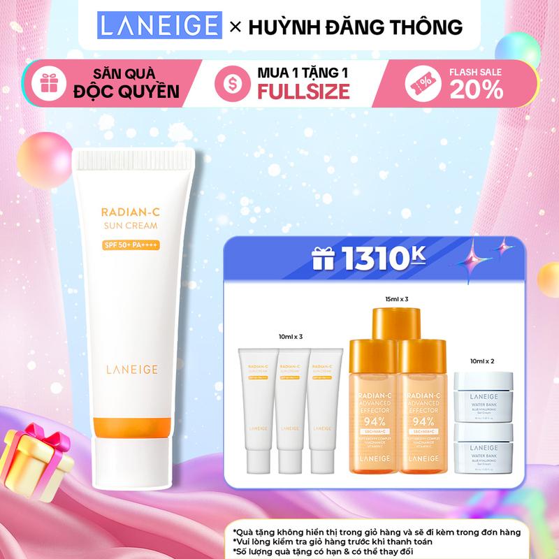 [LANEIGExHUỲNH ĐĂNG THÔNG] Kem chống nắng bảo vệ da LANEIGE Radian-C Sun Cream SPF 50+ PA++++ 50ml Skincare Làm Đẹp Da