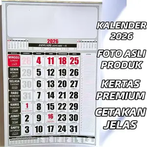 Kalender 2026 Terbaru 12 Bulan Gantung Kertas Premium Cetakan Jelas COD Praktis untuk Meja atau Dinding