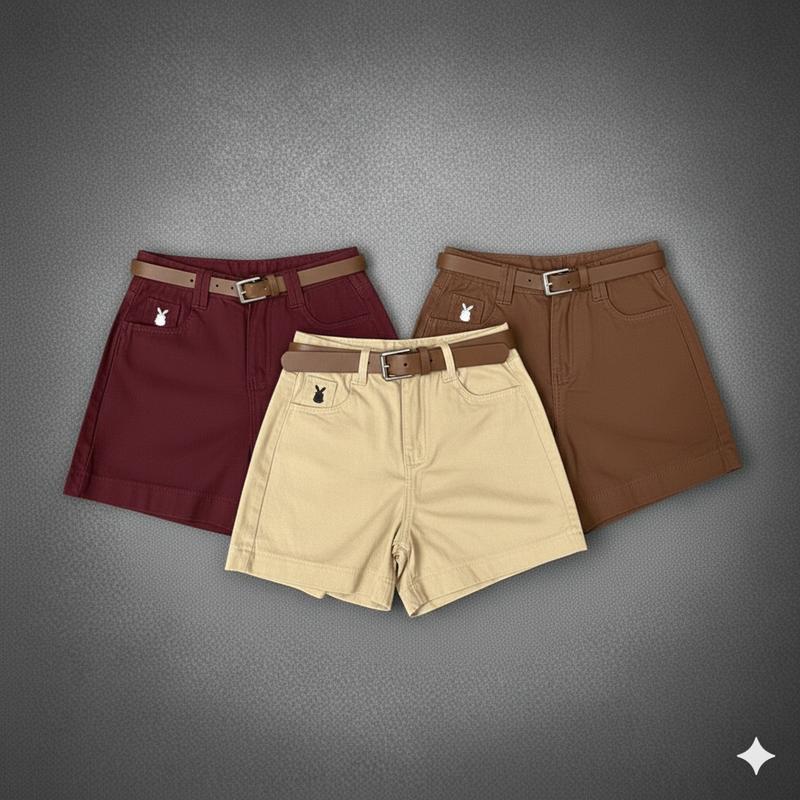 BG SN Quần Short Jean Nữ Lưng Cao 3 Màu Nâu Kem Đỏ Đô Dài 38cm Chất Liệu Jean Dày Dặn Không Xù Phong Cách Nữ Tính Hàn Quốc