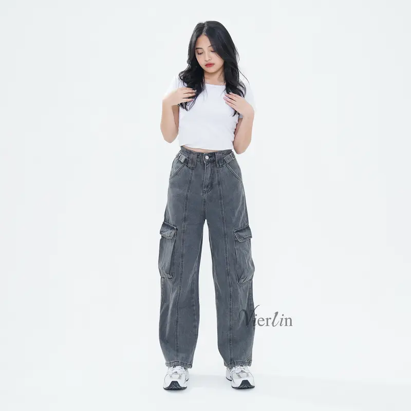 VIERLIN - Jeans 1581 1582 - CELANA JEANS CARGO  | JEANS HIGHWAIST JEANS BAGGY JEANS BOYFRIEND JEANS SKINNY JEANS CUTBRAY CELANA JEANS RIPPED JEANS KULOT JEANS WANITA FLARE JEANS LOOSE JEANS PANJANG JEANS HW 6