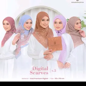 Hijab Umama Scarves Box - Motif Kerudung Premium Elegan Segi Empat Voal Basic dengan Logam Logo
