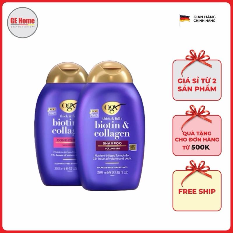 Hàng Đức Cặp dầu gội và xã biotin tím dành cho tóc rụng nhiều Collagen sx Pháp mẫu mới