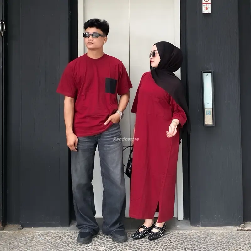 Baju Couple Pasangan T-Shirt Pocket | Bisa Beli SATUAN Basic Combed Oversize Dress Lembut Kaos Tee Tunik Tangan Katun Polos Kain Atasan