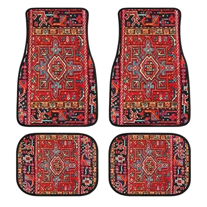 4PCS floral print Pattern Car Floor Mats Universal Waterproof Non-Slip Front Rear Auto Floor Pad Wear-Resistant Floor Mat