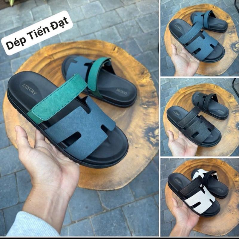  Dép Nam Luxury . Dép da quai dán bản cải tiến da xít cao cấp chống nhắn phong cách lịch sự. học sinh  người lớn  đi học   đi lam hot trend 2025 
