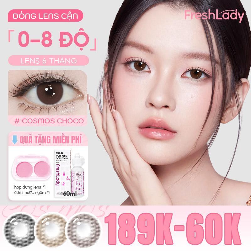 Kính áp tròng 0-8 độ Freshlady Cosmos Brown Choco Grey màu xám hạn sử dụng 6 tháng 14.0mm màu xám thời trang Lens COD  nửa năm