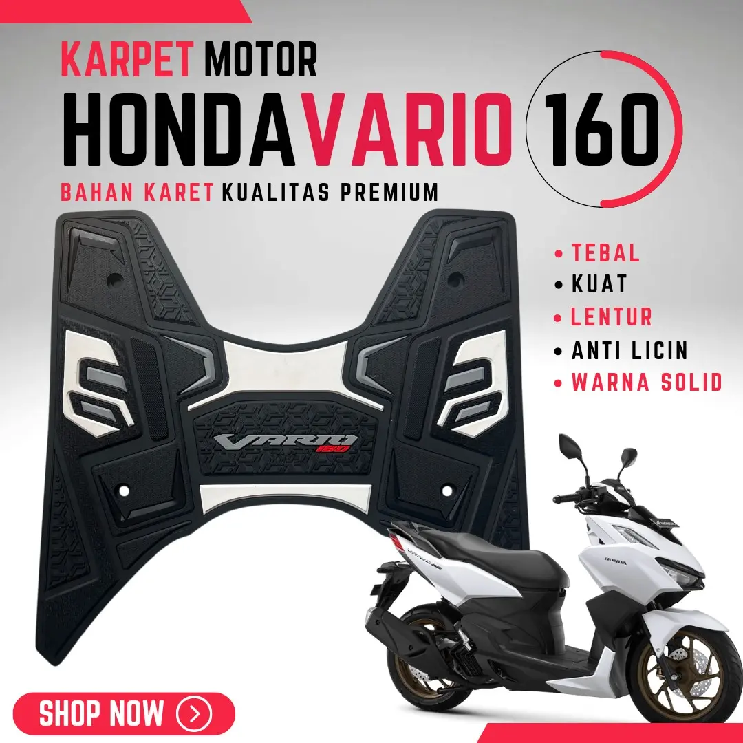 KM272 Karpet Alas Kaki Motor Honda Vario 160 ABS/CBS Bahan Rubber Premium Quality Anti Licin