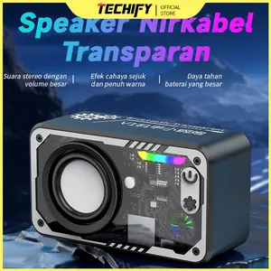 Speaker Bluetooth Cyberpunk Bluetooth Speaker Double Subwoofer Music Speaker Salon Bluetooth bt Speaker Audio Bluetooth Subwoofer Baja Kecil Audio Portabel Nirkabel 3D Stereo Amplifier Wireless Mini Speaker RGB LED Light Transparent Mecha Speaker