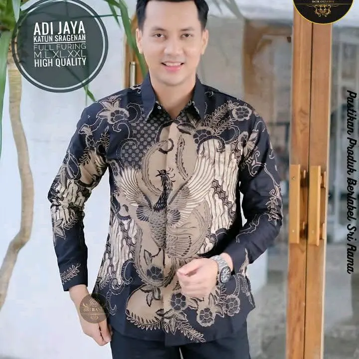 BATIK SOLO BATIK KEMEJA LENGAN PANJANG BAHAN KATUN LAPIS PURING PRIA 1