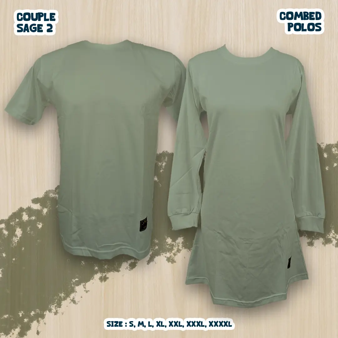 Kaos Polos Couple Oblong Sage 2 Cowok Tunik Muslimah Seragam Olahraga/Camping/Gowes/Senam/Outbond