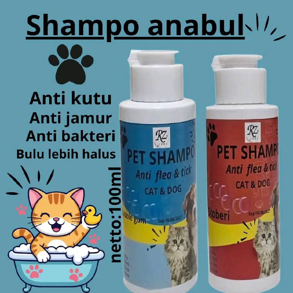 sampo kucing dan anjing anti kutu jamur bakteri dan rontok melembutkan bulu d menghalus kan bulu netto 100ml
