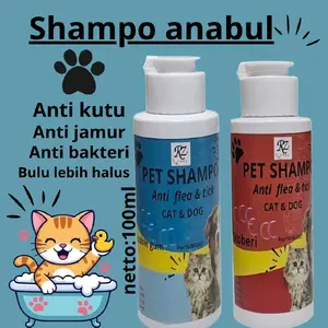 sampo kucing dan anjing anti kutu jamur bakteri dan rontok melembutkan bulu d menghalus kan bulu netto 100ml