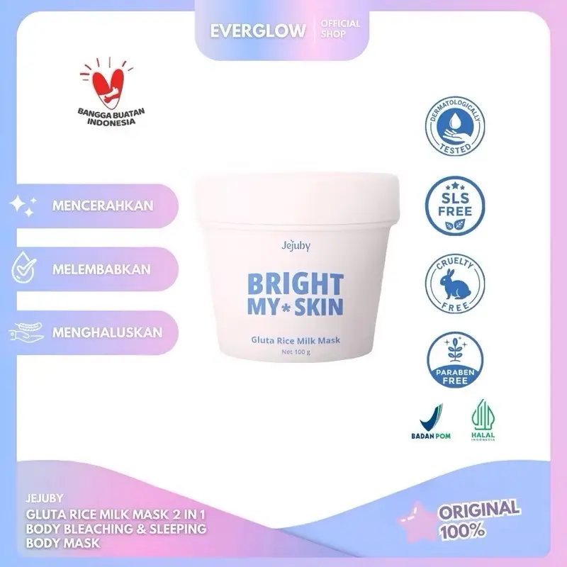 Jejuby Bright My Skin | Gluta Rice Milk Mask 2in1 Body Bleaching & Sleeping Body Mask Jejuby | BPOM