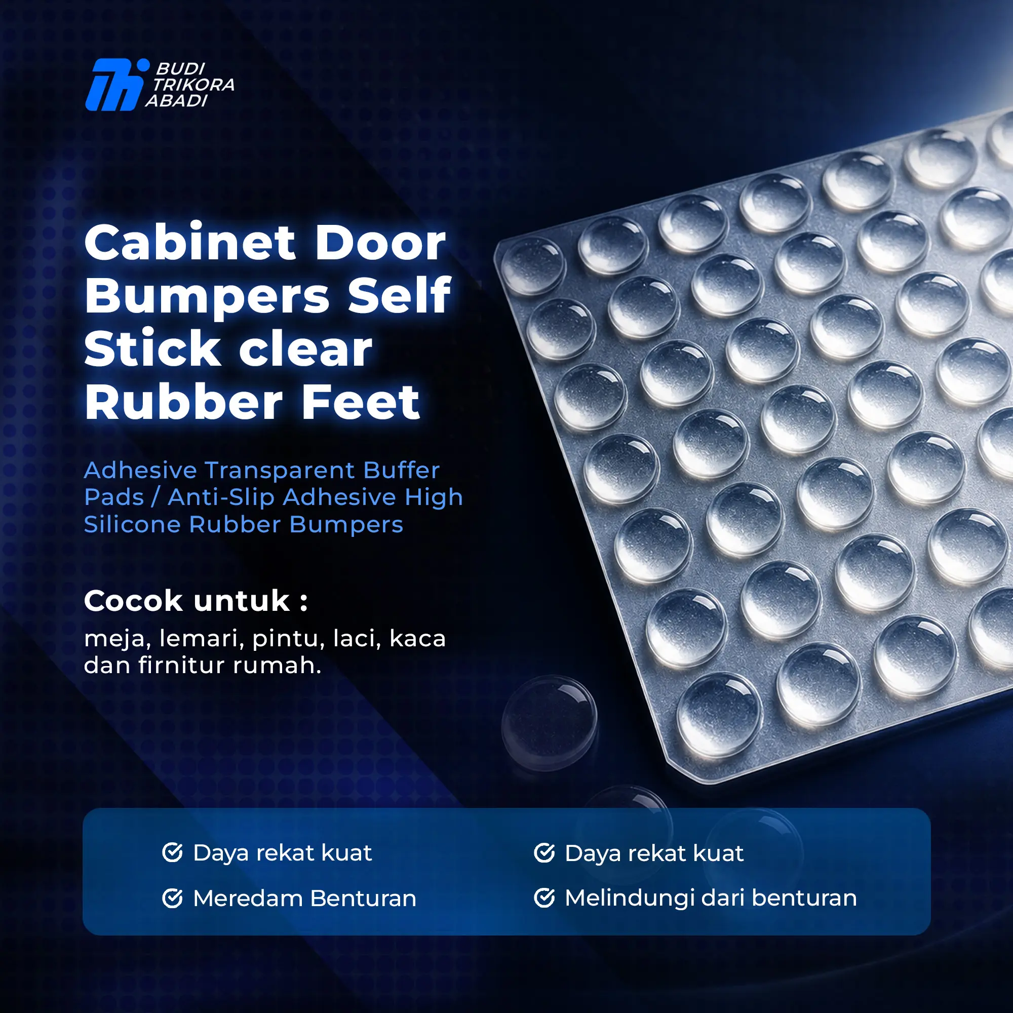 Stiker Silikon Bumper Peredam Benturan Pintu & Lemari Anti Slip Transparan
