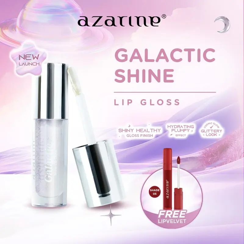 Azarine Galactic Shine Lip Gloss Hyper Shine Coating Glitter 2 ml 0