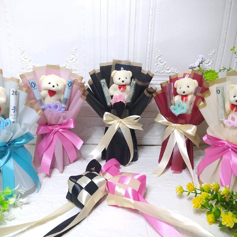 Buket Boneka dan uang kosongan hadiah lebaran angpau ready 3