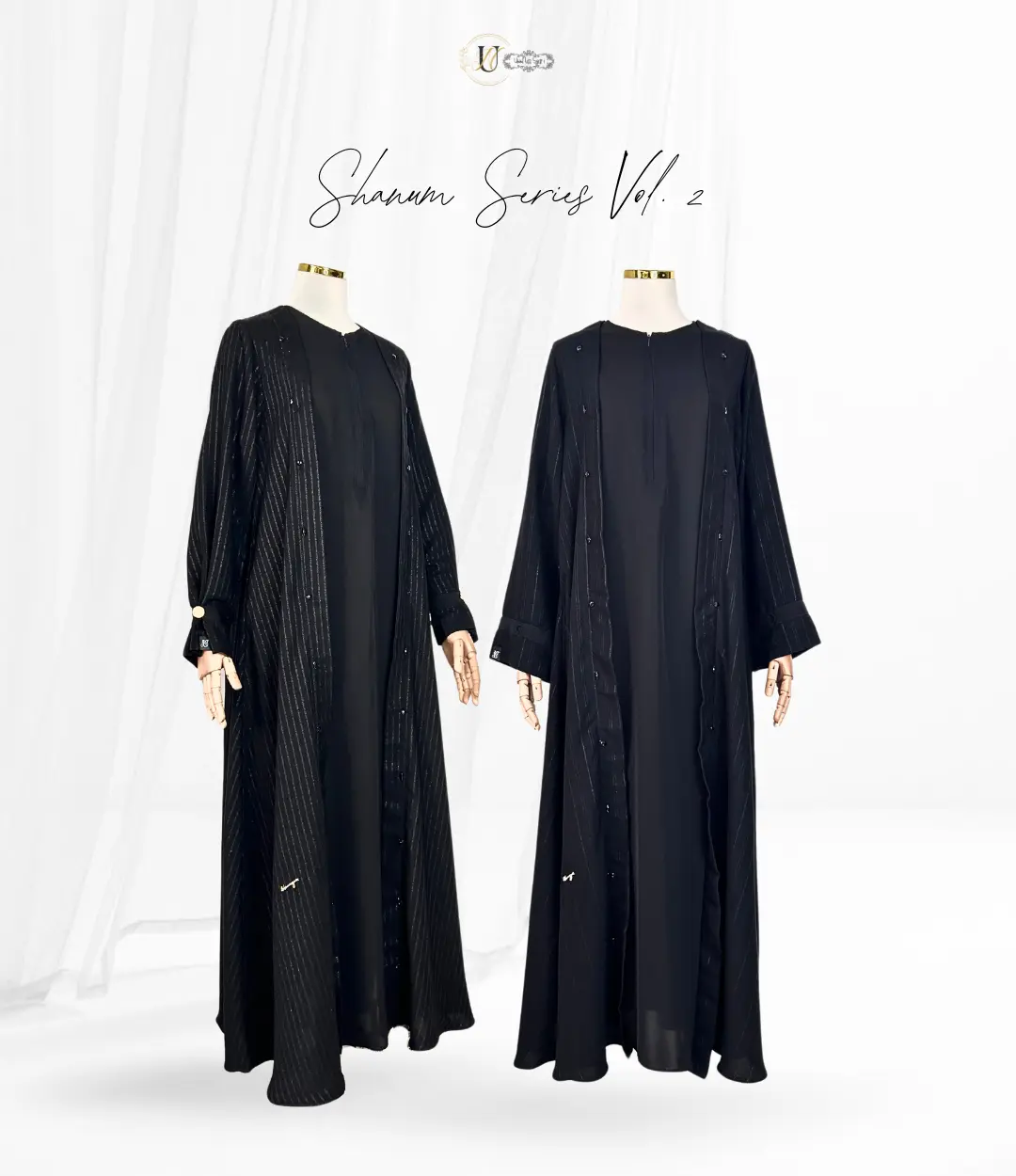 UmmNazsyari Gamis Shanum shimmer JetBlack Elegan Mewah Syar'i