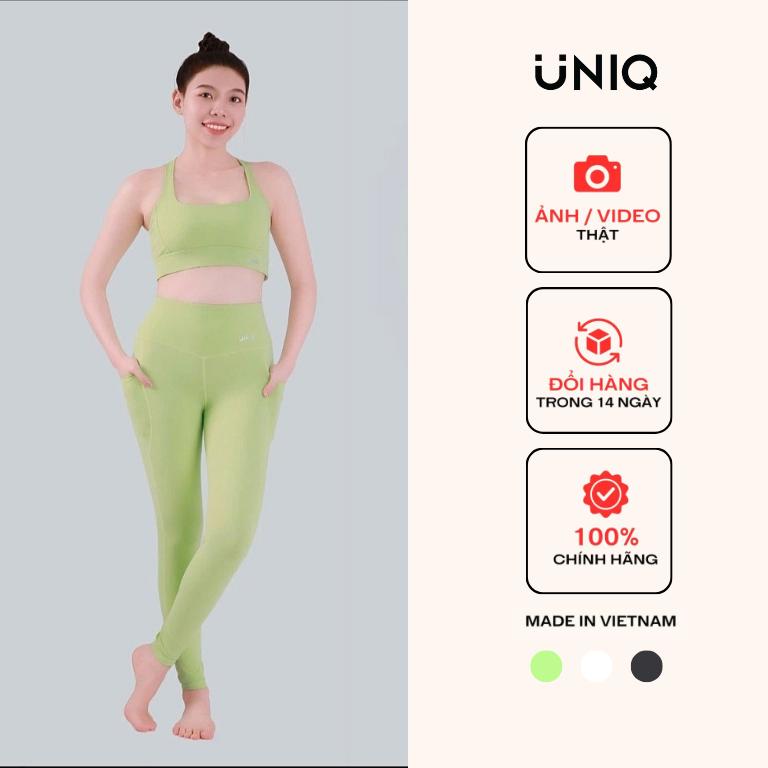 Bộ Đồ Tập Gym Yoga Nữ UNIQ Cool Peel - Áo Cổ Vuông Lưng Chữ X & Quần Legging Cạp Cao
