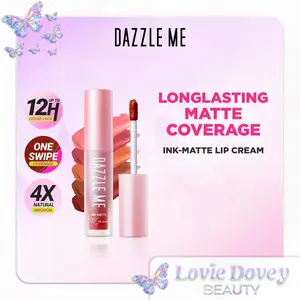 DAZZLE ME Ink-Matte Lip Cream High Pigmented dengan hasil akhir Matte Finish Transferproof Waterproof Tahan Lama 12 Jam Bibir Gloss Lipstick Lipcream Lipstik
