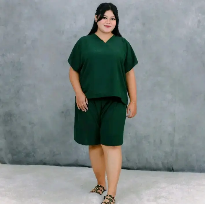 Setelan Baju Wanita Oversize Oneck One set vneck 100 dapat 3 pcs 4