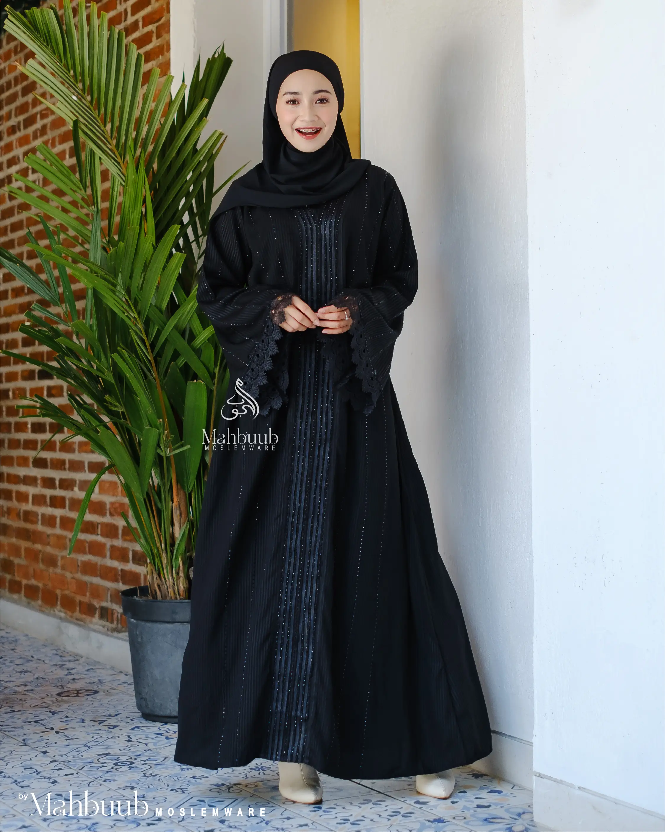Abaya Hitam Turkey Gamis Syari Muslimah Bahan Jetblack Hitam Kombinasi Renda Mahbuub Collection Dress Arab Saudi 951 Mewah Wanita