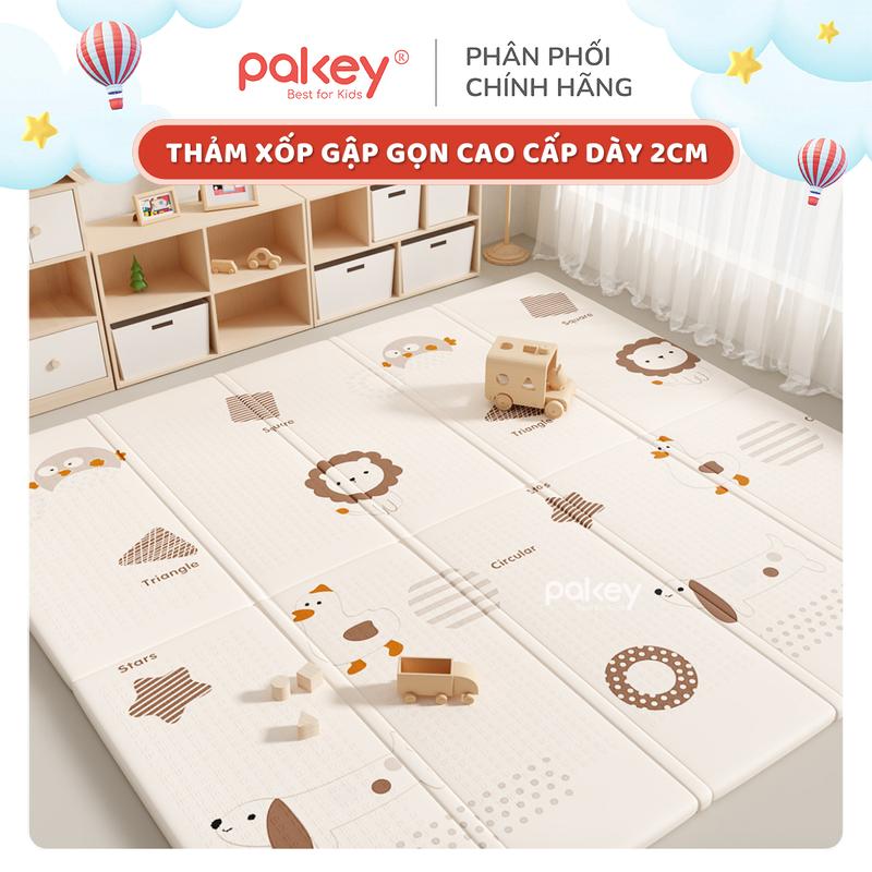 Thảm Xốp Gấp Gọn PAKEY Cao Cấp Dày 2cm, Thảm Xốp XPE Êm Ái Chống Trơn Trượt An Toàn Cho Bé Tập Bò, Tập Đi, Họa Tiết Xinh Xắn Sử Dụng Linh Hoạt Cả 2 Mặt Tiện Lợi