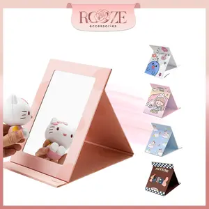 Kaca Rias Lipat Lucu Ukuran Besar Kecil Cermin Makeup Portable Karakter Imut Folding Mirror Aesthetic