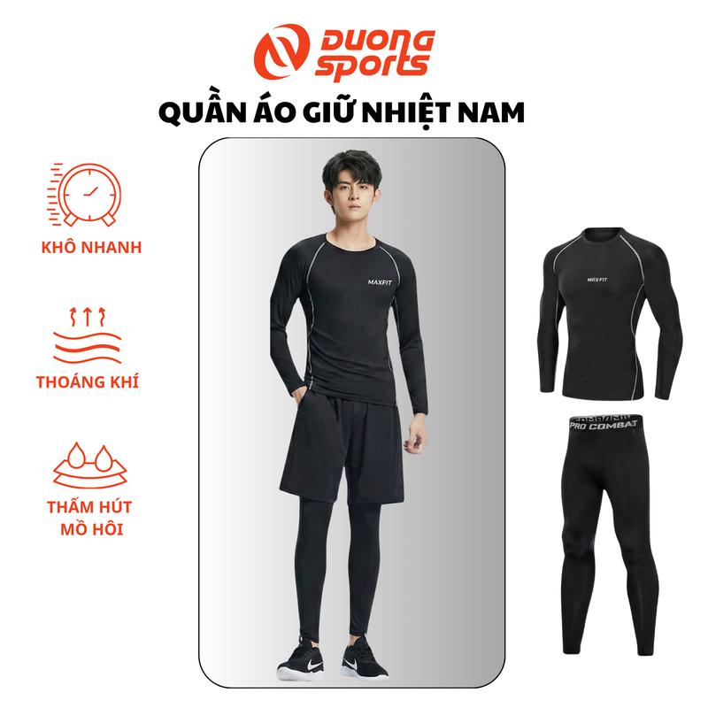Bộ Quần Áo Giữ Nhiệt MAXFIT Cho Nam-Chất Liệu Lụa Sữa Cao Cấp - Mềm Mịn Co Giãn Thoáng Khí Thấm Hút Mồ Hôi Giặt Nhanh Khô