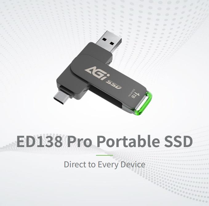 AGI ED138 Pro 512GB/1TB USB 3.2 Gen 2 Dual Interface External