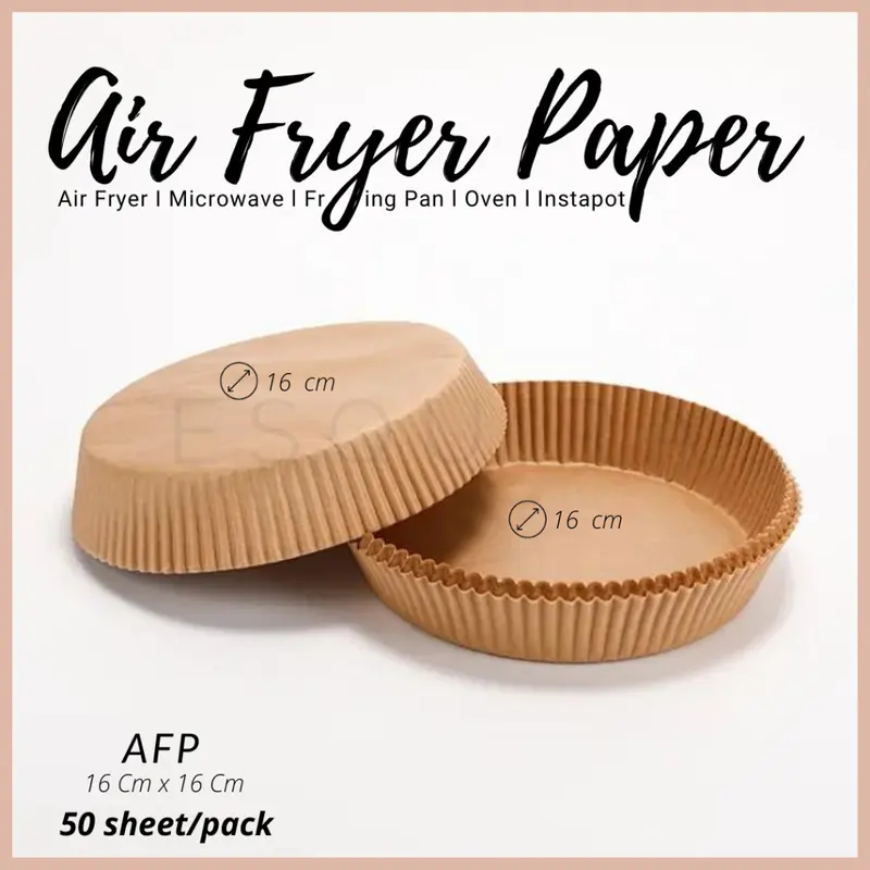 (ESQ) (50 pcs) Kertas Air Fryer Bulat Sekali Pakai Anti Lengket AFP 1