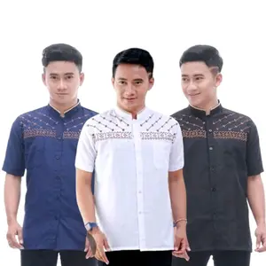 Baju Koko Jasuke Sopal Kurta Toyobo Muslim Pria Dewasa Bahan Katun Premium Tebal Halus Kerah Leher Tinggi Lengan Pendek Motif Polos Kombinasi Renda dan Polos 2 Warna Variasi Warna Warni Hitam Navy Cerah Gelap Panjang Sedang Dada Kancing Depan Terbaru