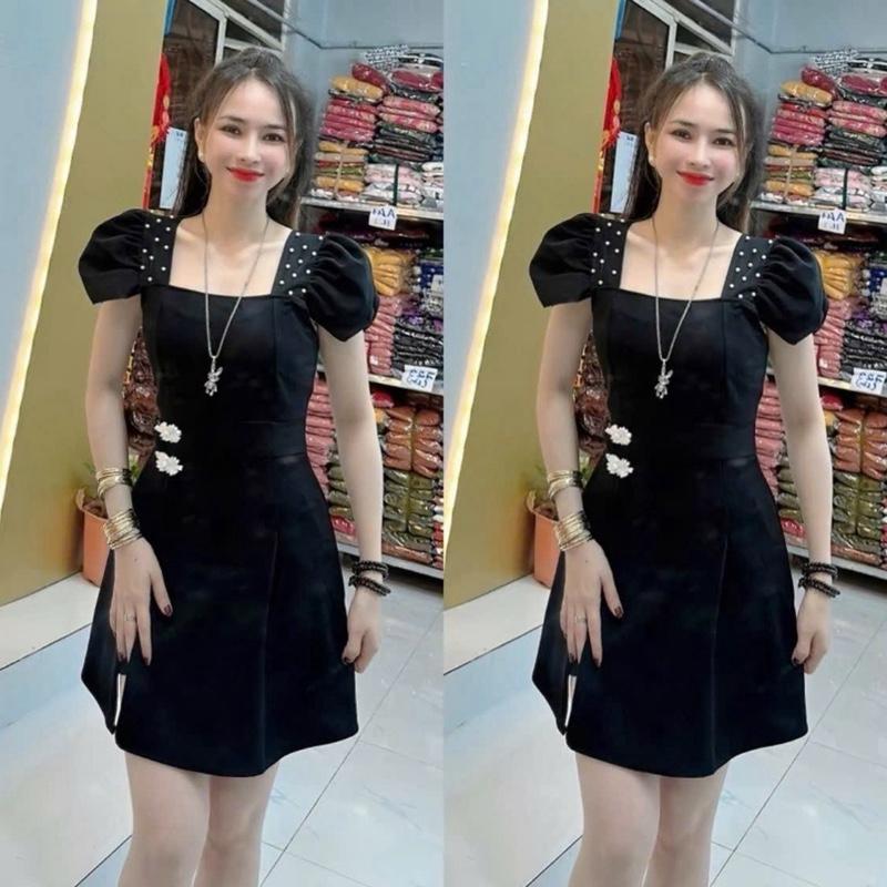 Mã H32 Sét Đầm Đính Hạt Hai Bên Vai Kèm Quần Đùi Có Túi Có size 42-68kg thun 2Da