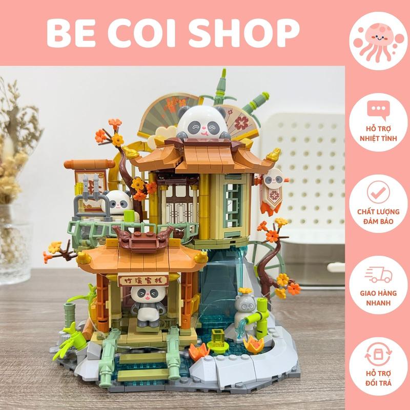  JAKI Đồ Chơi Lắp Ráp Mô Hình Nhà Trọ Gấu Trúc Panda 21cmx19cm 