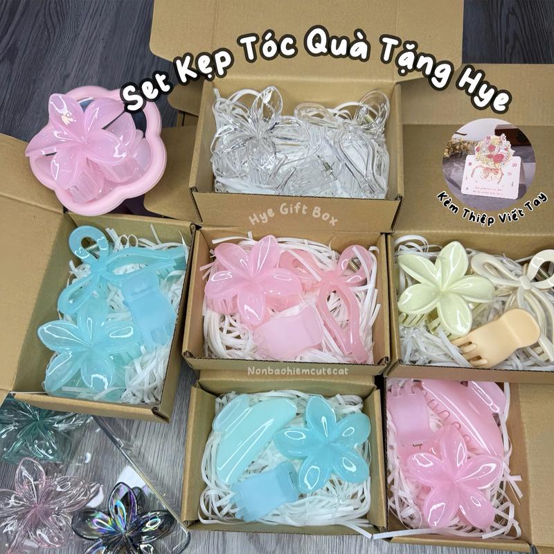 HYE STORE Set Kẹp Tóc Hoa sứ Quà Tặng Kèm Hộp Giấy Lót Hộp Quà Dễ Thương Tặng Sinh Nhật 8 3 20 10 HYE STORE Gift Box Kem Thiệp Viết Tay