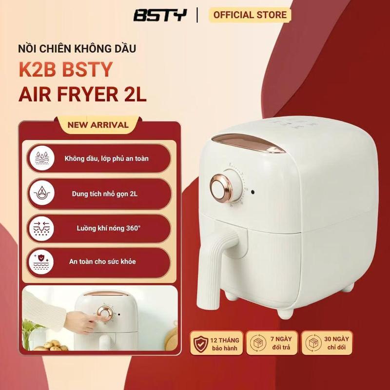BSTY K2  2L – Nồi Chiên Không Dầu Mini Siêu Nhỏ Gọn, Công Suất Mạnh 900W, Làm Nóng Trong Chớp Mắt, Phù Hợp Không Gian Nhỏ & Người Độc Thân! do dieng i dung cơm điện noidien danang