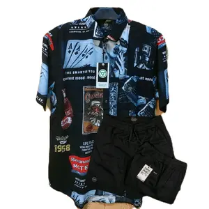 ONE SET SETELAN KEMEJA allora PRIA WANITA  MOTIF AMARILO PREMIUM RAYON COTTON  Celana  Katun Casual Lengan pendek keren  Santai trandy Panjang Polos Atasan