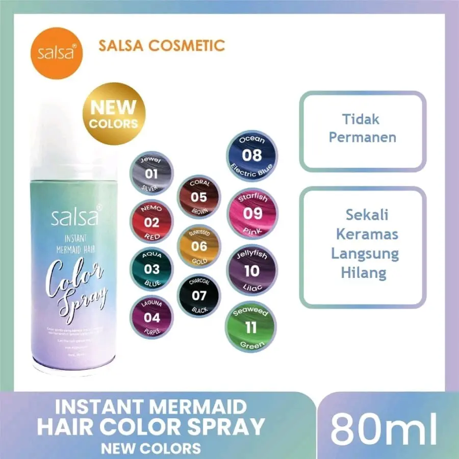 Salsa Instant Mermaid Hair Colour Spray - Semir Cat Rambut Temporary Pewarna Rambut
