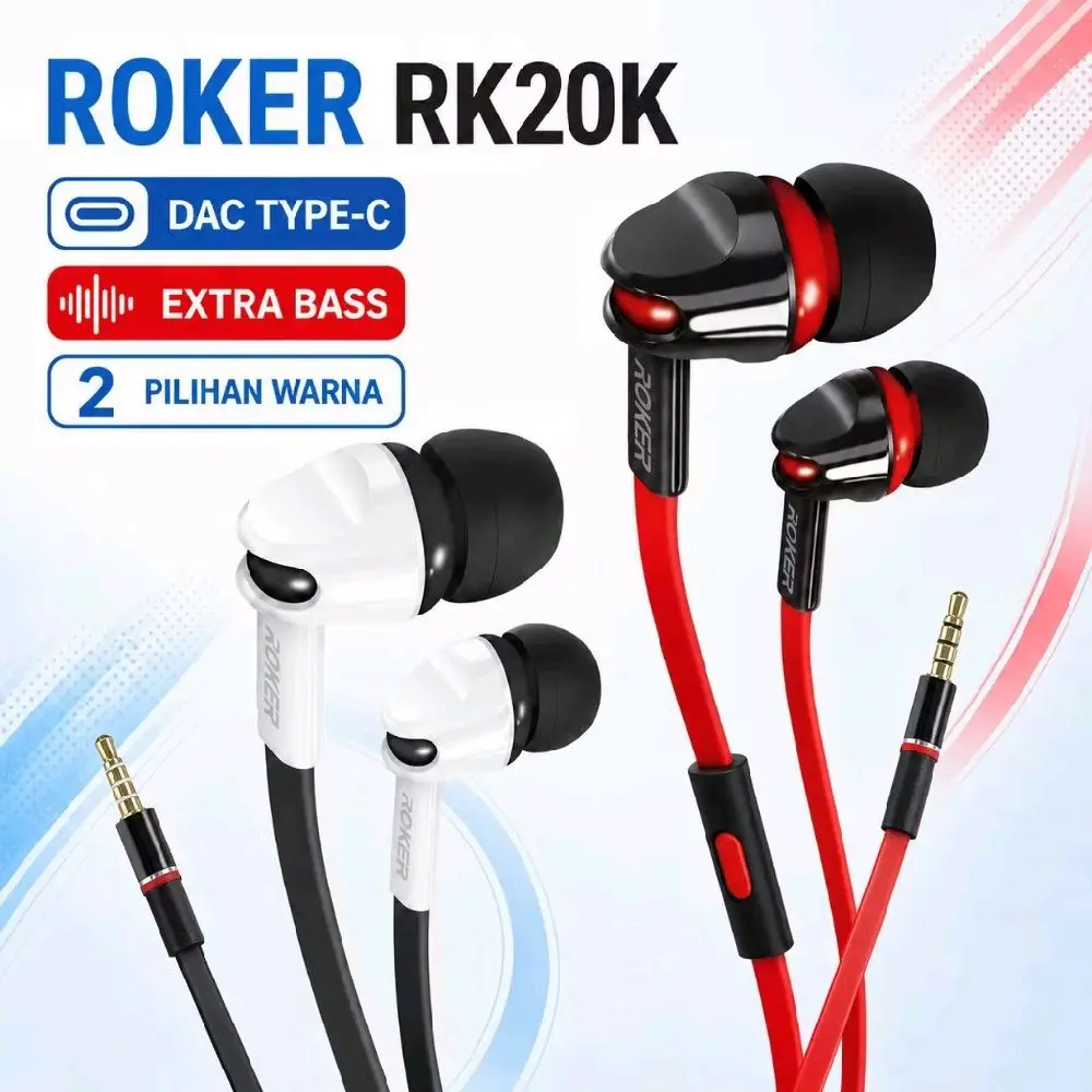 ROKER RK20K / handsfree headset earphones ROKER EXTRA BASS RK20K jack 3.5mm