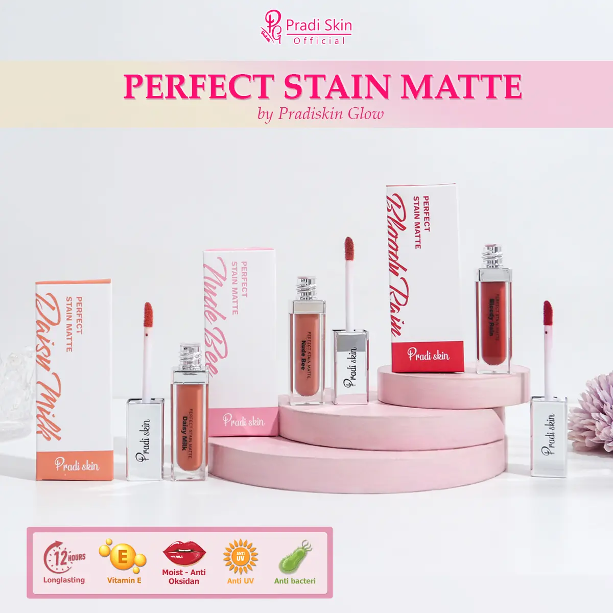 [L] BUNDLING 3pcs Lipcream Perfect Stain Matte Pradiskin