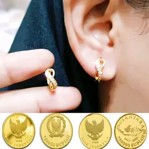 anting clip model angka 8 bahan koin aslii tidak luntur Earrings