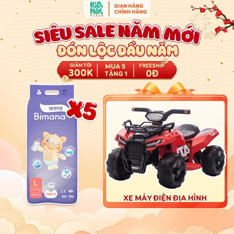   5BM   TẶNG XE ĐIỆN ĐỊA HÌNH 4 BÁNH  COMBO 5 BỊCH tã bỉm Bimana Hàn Quốc mỏng thấm ngừa hăm size NB tới 4XL 