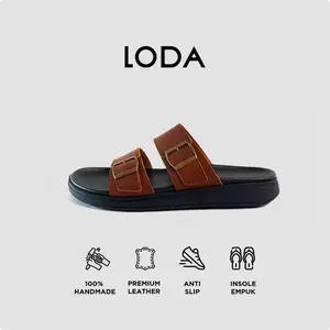 LODA - DAXTER Brown Sendal Slide Kulit Premium Pria Dewasa Lokal