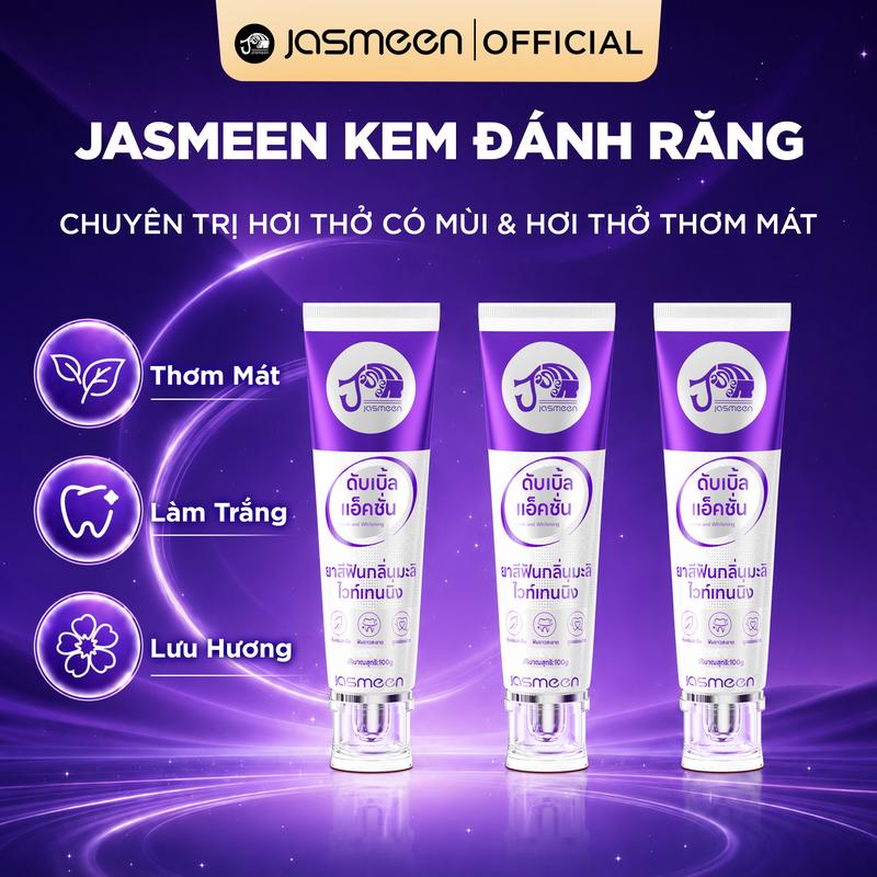 [Bão Deal 3 Tuýp] Jasmeen kem đánh răng hoa nhài làm trắng, giúp làm mờ ố vàng, cải thiện mùi hôi miệng, làm sạch và giảm mảng bám, bảo vệ sức khỏe răng miệng, hơi thở thơm mát, đồ dùng thiết yếu hằng ngày tại nhà