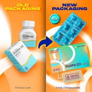 {PAYDAY GAJIAN SALE} Puspa D3 1000 - Vitamin D3 1000 IU - isi 30 soft capsule - Untuk Menjaga kesehatan Tulang - BPOM No. SD211328861 - Halal No. ID00410000241530921