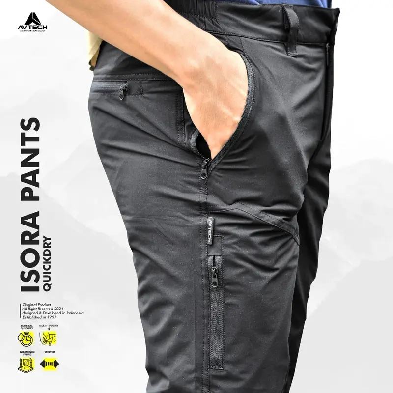 AVTECH - Celana Panjang Gunung Outdoor Hiking Travel Harian Lifestyle Quick Dry Slim Fit - ISORA 2