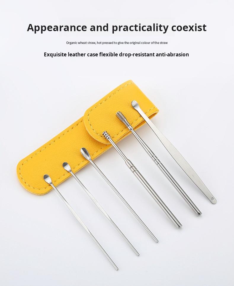 Product Introduction of Bộ Dụng Cụ Lấy Tai, Cầm Tay, Bao Gồm 6 Món, Thép Không Gỉ, Bao Gồm Kẹp Tai, Dụng Cụ Múc Tai, Vít Tai, Khóa Tai 0